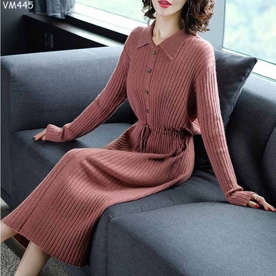 VM445-VÁY LEN NỮ THẮT EO