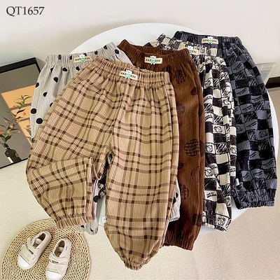 QT1657 Quần bo gấu họa tiết cho bé