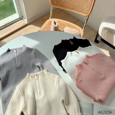 AG3236 ÁO LEN CỔ KHÓA KÉO BÉ GÁI