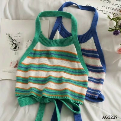 AG3239 ÁO YẾM KẺ SẮC MÀU CHO BÉ