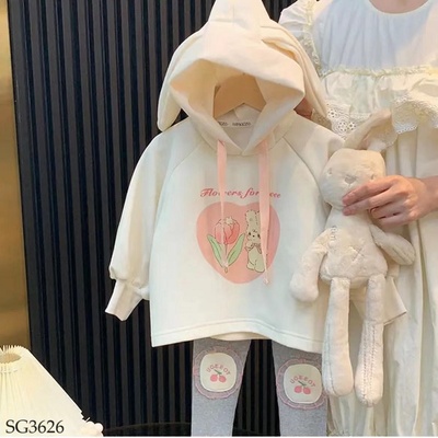 SG3626 Set áo hoodie mũ tai thỏ mix quần legging cho bé