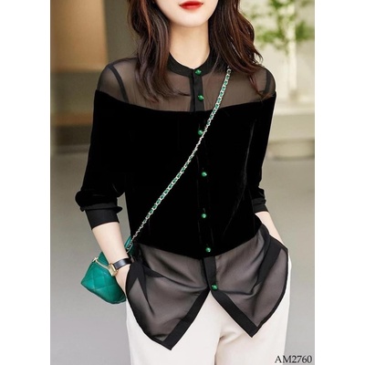 AM2760 ÁO NHUNG MIX REN