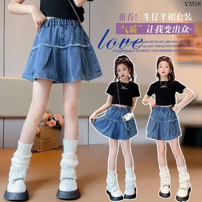 V3518 CHÂN VÁY JEAN MỀM BÉ GÁI