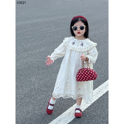 V3521 VÁY BABYDOLL PHỐI REN BÉ GÁI
