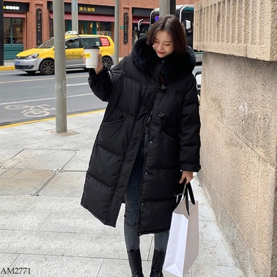 AM2771 ÁO PHAO MŨ LÔNG DÁNG DÀI