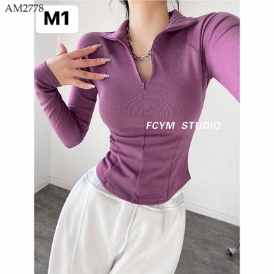 AM2778 Áo polo dài tay cổ khóa nữ
