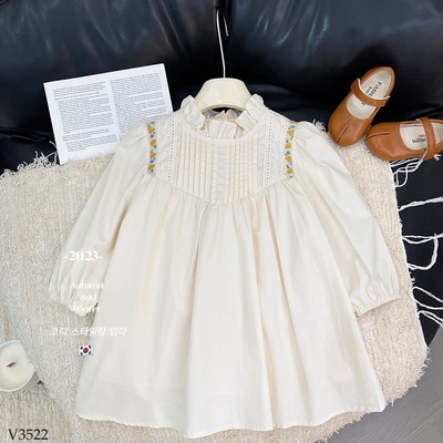 V3522 VÁY TIỂU THƯ TAY BO CHUN BÉ GÁI