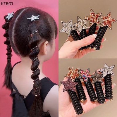 KT601 SET 5 DÂY BUỘC TÓC LÒ XO HÌNH NGÔI SAO CHO BÉ