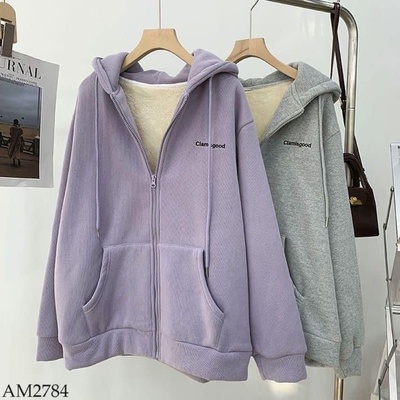 AM2784 Áo khoác hoodie lót lông nữ
