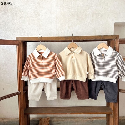 S1093 SET ÁO POLO DÀI TAY MIX QUẦN YẾM CHO BÉ