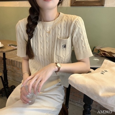 AM2803 ÁO LEN DỆT KIM NGẮN TAY NỮ