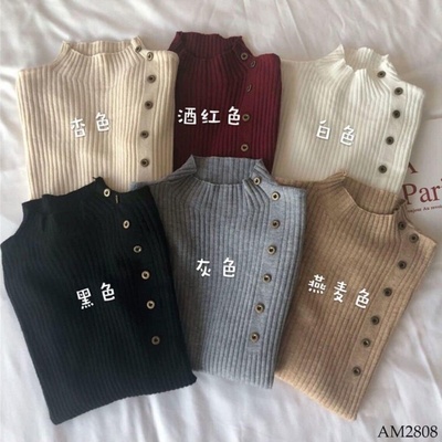 AM2808  Áo len cúc cổ 3p nữ