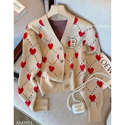 AM2824 Áo cardigan len trái tim nữ