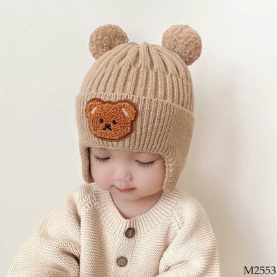 M2553 Mũ len gấu trùm tai cho bé sơ sinh