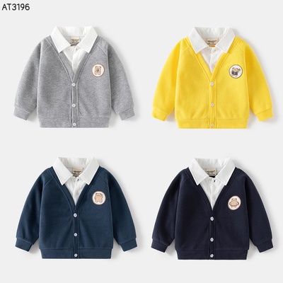 AT3196 ÁO NỈ PHỐI CỔ SƠ MI CHO BÉ HÃNG WELLKIDS