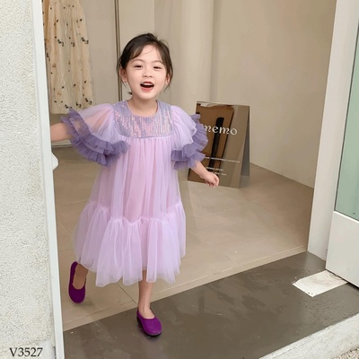 V3527 VÁY TUTU PHỐI REN BÉ GÁI