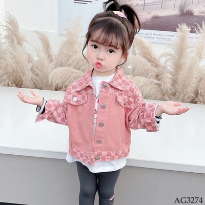 AG3274 Áo khoác gấu họa tiết caro cho bé