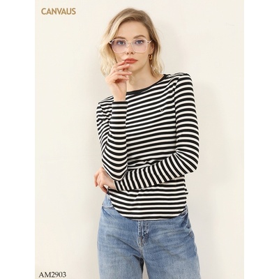 AM2903 ÁO THUN CỔ TRÒN KẺ NGANG HÃNG CANVAUS
