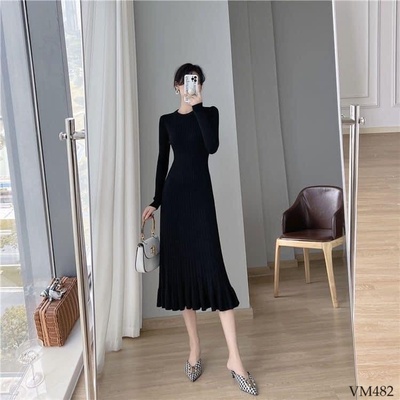 VM482 VÁY LEN DỆT KIM ĐUÔI CÁ