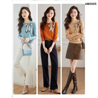 AM3005 ÁO LEN DỆT KIM KÈM KHĂN
