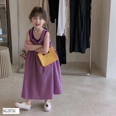 SG3731 SET VÁY TÍM KÈM ÁO SÁT NÁCH BÉ GÁI