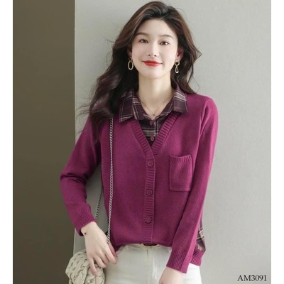 AM3091 ÁO LEN GIẢ 2 MẢNH PHỐI CỔ POLO