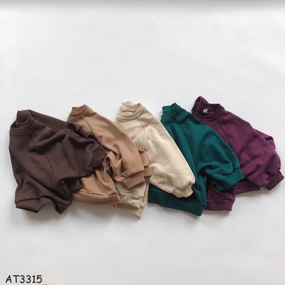 AT3315-ÁO NỈ TRƠN CỔ TRÒN CHO BÉ