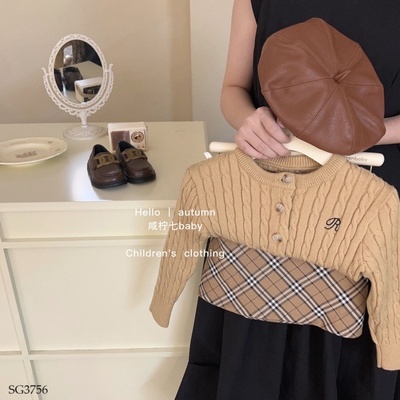SG3756 SET ÁO LEN CARDIGAN MIX CHÂN VÁY CHO BÉ