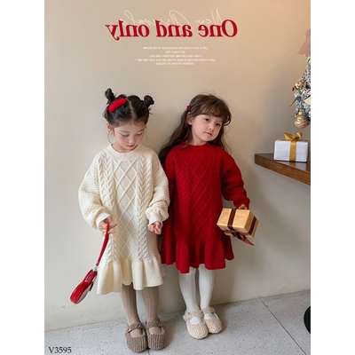 V3595 VÁY LEN SUÔNG BÉ GÁI HÃNG AMBBKIDS
