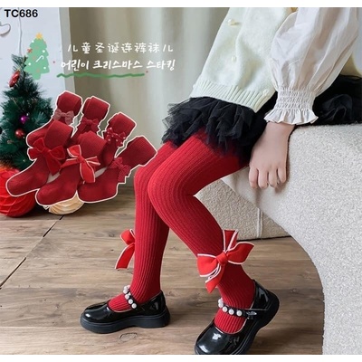 TC686 Quần tất đỏ gắn nơ