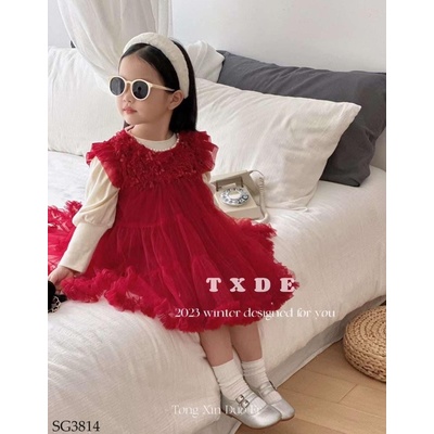SG3814 SET VÁY VOAN BLING + ÁO DÀI TAY CHO BÉ