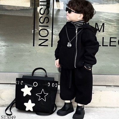 ST3049  SET THU ĐÔNG ÁO KHOÁC + QUẦN JOGGER TRƠN MÀU CHO BÉ