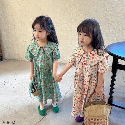 V3632 VÁY HOA CỘC TAY CHO BÉ