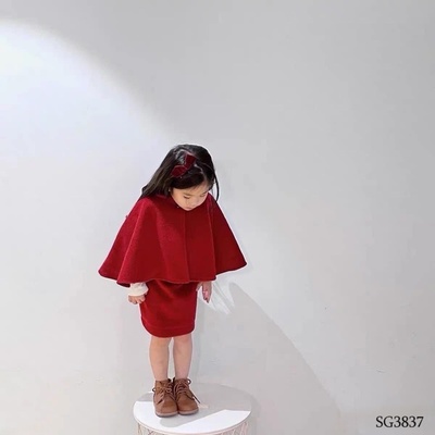 SG3837 SET ÁO KHOÁC KÈM CHÂN VÁY DẠ NƠ SIÊU XINH