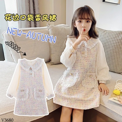 V3680 VÁY DẠ PHỐI TAY VOAN BÉ GÁI