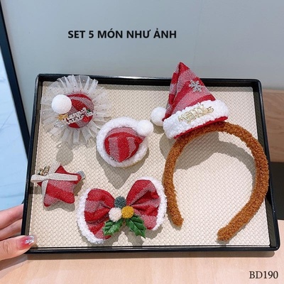 BD190 SET 5 MÓN BỜM+ KẸP TÓC GIÁNG SINH CHO BÉ