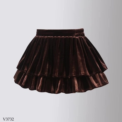 V3732 VÁY NHUNG XẾP LY 2 TẦNG CHO BÉ GIÁ MỚI