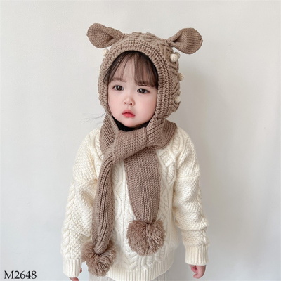 M2648  MŨ LEN KÈM KHĂN QUÀNG CỔ CHO BÉ