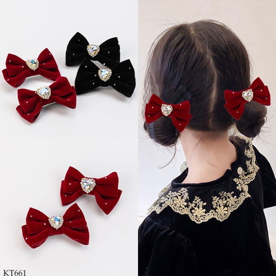 KT661 SET 2 KẸP TÓC NƠ CÙNG MÀU CHO BÉ
