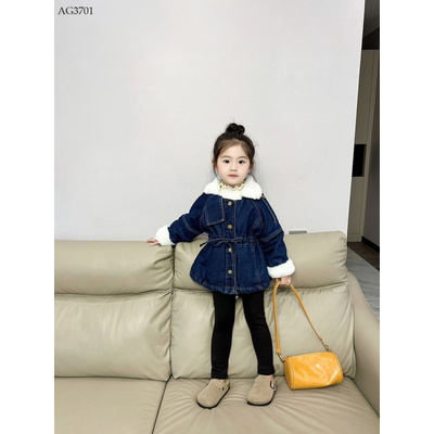 AG3701 ÁO KHOÁC DENIM LÓT LÔNG CHO BÉ GÁI