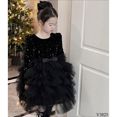 V3825 Đầm Công Chúa Phối Kim Tuyến Blink Blink Cho Bé