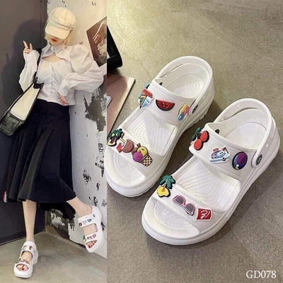 GD078 DÉP SANDAL 2 QUAI KÈM STICKER ĐẾ CAO