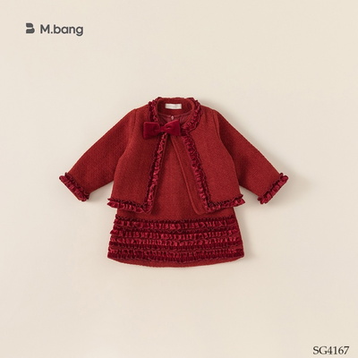 SG4167 SET ĐỎ PHỐI VIỀN BÈO CHO BÉ GÁI HÃNG BABYCITY