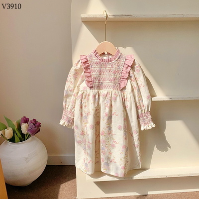 V3910 VÁY BABYDOLL HOA NHÍ DÀI TAY
