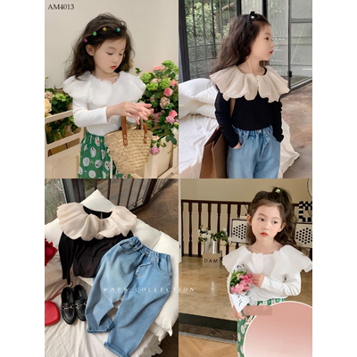AM4013 ÁO SƠ MI CỔ SEN CHO BÉ GÁI