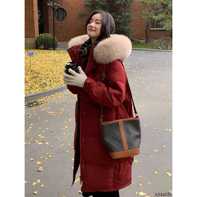 AM4026 ÁO PHAO MŨ LÔNG DÁNG DÀI CHO NỮ