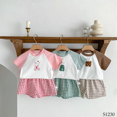 S1230 BỘ ÁO PHÔNG MIX QUẦN KẺ CHO BÉ