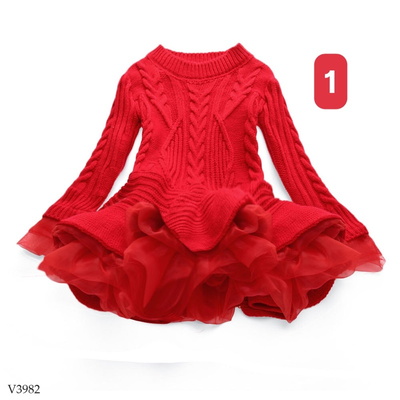 V3982 VÁY LEN TRƠN BỒNG CHO BÉ GÁI