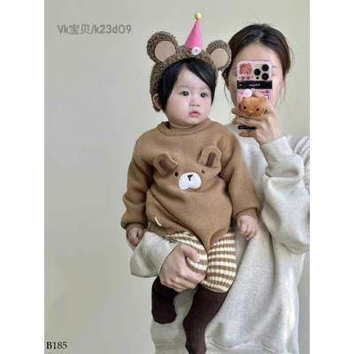 B185 SET ÁO LEN BODY MIX QUẦN KẺ SỌC CHO BÉ