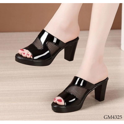 GM4325 DÉP CAO GÓT ĐEN PHỐI LƯỚI